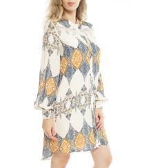 LS Button Down Tunic-2 pcs dress MDW7W03CP-Beige/Navy