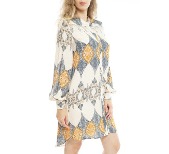 LS Button Down Tunic-2 pcs dress MDW7W03CP-Beige/Navy