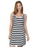 Round neck, knee-length A-line ribbed stripe tank dress-WH-101331100815-BLACK/WHITE