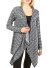 Draped long line cardigan with open front FH-2154B-BLACK/WHITE