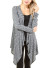 Draped long line cardigan with open front FH-2154B-GREY/WHITE