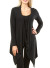 Draped long line cardigan with open front FH-2154B-BLACK