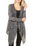 Draped long line cardigan with open front FH-2154C-BLACK/WHITE