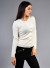 Long Sleeves Crew Neck Fine-Ribbed Solid Cardigan Sweater with Decorative Buttons Front Closure NW-24959 WHITE