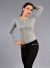 Long Sleeves Crew Neck Fine-Ribbed Solid Cardigan Sweater with Decorative Buttons Front Closure NW-24959 GREY
