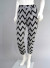 Elastic Banded Waist, Chevron Print Short Harem Pants with Stretch Ruched Leg Bottom Sides 400P BLACK/WHITE