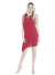 Banded round neck, sleeveless dress with asymmetric front hem-4731-WINE