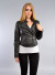 2 Snap Closures on High Neck Long Sleeves Zip-Front Placket Paneled Leather Jacket with Pyramid Studs Collar Accent, Zip Slice Pockets, and 2 Zip- Hemline Back Detail NW-5171313-RS BLACK