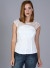 Round neck cap sleeve lace yoke, stitch tuck bone look detail, top -  8316-EGGSHELL