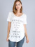 Short sleeves, scoop neck txt print "Close your eyes and Dream away" partially hi-low top. A2642T122JD-WHITE