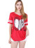 Scoop V-neck jersey shirt with "heart OK" print-A3021T869D-RED