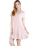 Short sleeves, round neckline, A-line solid dress. WH-B3061-PEACH