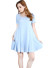 Short sleeve, round neck, A-line solid color dress. WH-B3061-BLUE
