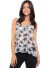 Sleeveless, round-shirred neckline, racer back, partially hi-low palm print  chiffon top. BT-1486-BLACK  PALM