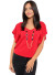 Butterfly Sleeves V-Neck Solid Top with Detachable Fashion Necklace Accessory NW-BT1644 RED