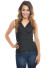 Sleeveless Deep V-Neck Surplice Crop Bullet Top, Ruched Side and Tulip Front Hemline-WH-BT1761-BLACK