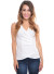 Sleeveless Deep V-Neck Surplice Crop Bullet Top, Ruched Side and Tulip Front Hemline-WH-BT1761-WHITE