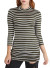 Mock neck, striped 3/4 sleeve top with ruched sides & round hem-WH-BT1965-OLIVE