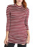 Mock neck, striped 3/4 sleeve top with ruched sides & round hem-WH-BT1965-WINE
