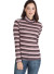 Mock neck, striped ribbed hacci long sleeve top-WH-BT1969-MAUVE