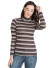 Mock neck, striped ribbed hacci long sleeve top-WH-BT1969-MOCHA