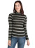 Mock neck, striped ribbed hacci long sleeve top-WH-BT1969-OLIVE