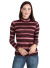 Mock neck, striped ribbed hacci long sleeve top-WH-BT1969-WINE
