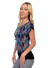 Seamless Wide Cap Sleeve, Boat Neck, Printed Top with Banded Hem. WH-BT1568-INDIGO