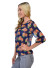 A quarter sleeves floral chiffon top featuring a gold design front. BT1802-2 NAVY/ORANGE
