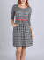 Scoop neck, drop shoulder, quarter sleeve hacci dress with red belt FH-D9579A-CHARCOAL
