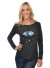 A long sleeves solid top featuring an " EYE" detailed front JADA2891-BLACK