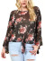 Lace floral long sleeve top with bell sleeves. FH-36544XIE-BLACK