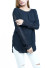 Long sleeve top with scooped hem and designed sleeves and collar FH-KNT016365-BLACK