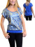 Scoop Boat Neck with Piping, Flare Cap Sleeves, Aztec Design Full-Sequin Front Top with Solid Cris-Cross Back and Bottom bandIJ2663CLGB - ROYAL BLUE