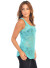 Sleeveless, round neck, aztec design see through lace tank top. WH-L0315-AQUA