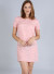 Short sleeves, keyhole back with one button closure unlined printed dress. MY83453 PEACH 