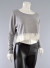 Dolman Long Sleeves Boat Neck Solid Crop Top with Lace Hemline Trim NFT-1237 GRAY