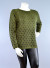 Long Sleeves Round Neck Ribbed Edges Knit Sweater Top with Front Cross Prints, Tiny Side Slits and Surplice Solid Back NW-23239X OLIVE