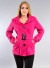 Long Sleeves Collared Solid Velvet Pea Coat with Self-Tie Waist Buckle Accent and Floral Print Lining NW-37080 FUCHSIA	