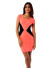 Cap Sleeve Boat Neck Color Block Sheath Dress. WH-BT1745-NEONORANGE