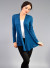 Long Sleeves Open Front Fly Away Solid Rib Cardigan NW-BT1579-B TEAL