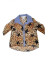 Elbow-Length Ruched Sleeves, Sports Collar Animal Print Hi-Lo Kids Top with Button-Down Front Closure NW-SK2217AS BROWN/DENIM