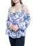 Cold shoulder long sleeves with designed bows on ends. FH-BT2143-BLUE/WHITE