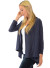Long Sleeves Open Draped Front Fly- away Knit Cardigan. RN#: 145684-NAVY