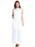 Sleeveless, sports collar, button down, maxi dress with 2 breast pockets, side slits, tie waist belt and lining- WH-ISFD011450-WHITE