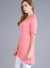 Scoop Neck, 3/4 sleeves button tab tunic top featuring a back overlay with button deatil. T13068 CORAL