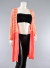 Dolman Long Sleeves Open Front Maxi Knit Cardigan with Solid Chiffon Contrast T1692 ORANGE
