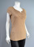 Cap Sleeves, Boat Neck Solid Top with Tiny Gold Buttons Front Opening and Pintucks Detail T608 KHAKI