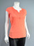 Cap Sleeves, Boat Neck Solid Top with Tiny Gold Buttons Front Opening and Pintucks Detail T608 ORANGE