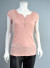 Cap Sleeves, Boat Neck Solid Top with Tiny Gold Buttons Front Opening and Pintucks Detail T608 PEACH
